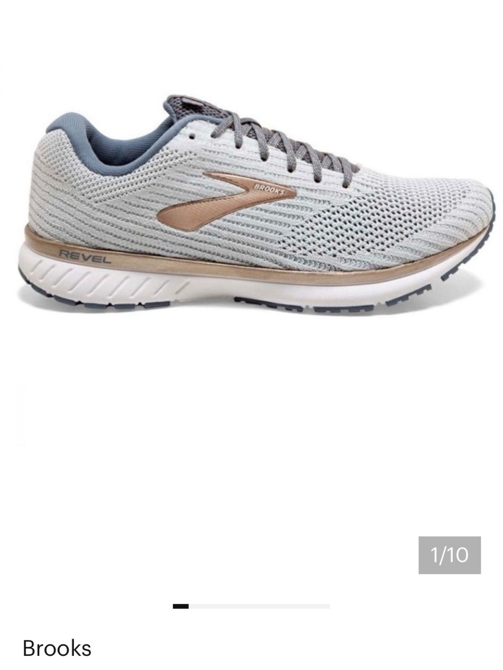 Brooks Revel 3 Womens Grey & Gold Running Sneaker. Sz 9.5